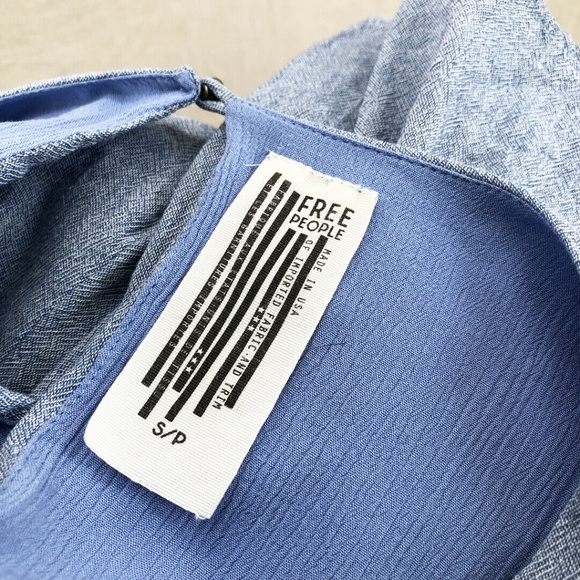 FREE PEOPLE Blue Chambray Mini Dress Romper - Picture 6 of 7